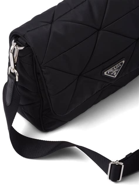 prada belle shoulder bag leather black|Prada padded nylon shoulder bag.